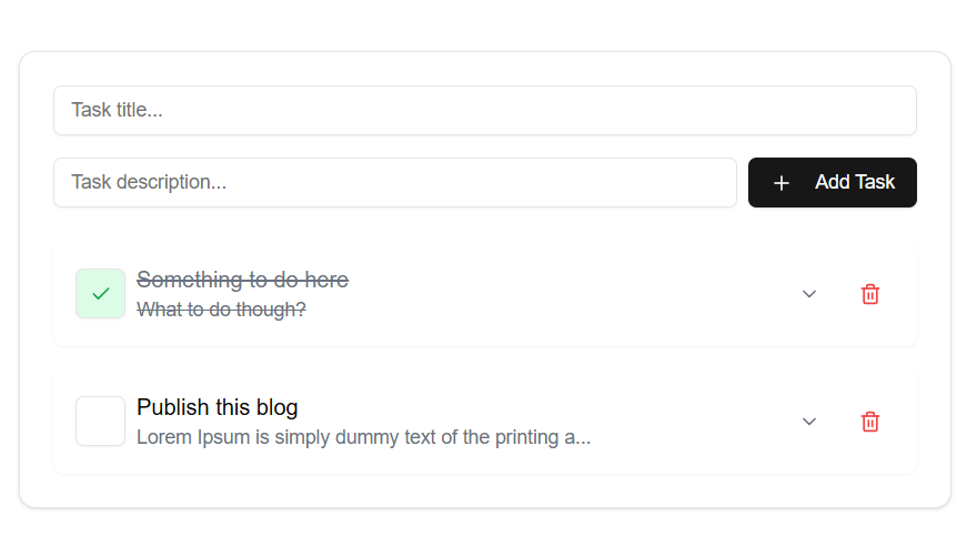 Screenshot of todo app