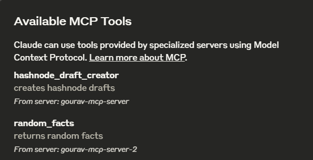 MCP tools in claude