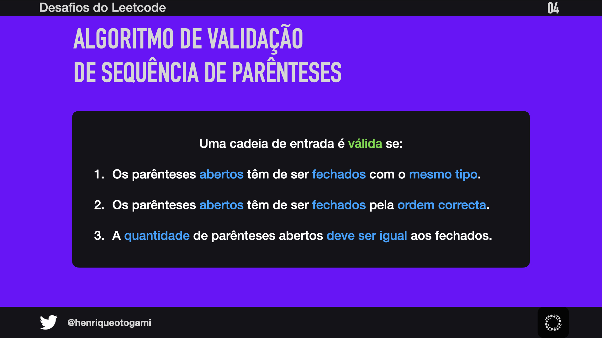 Slide 04- Requisitos de validação de sequências