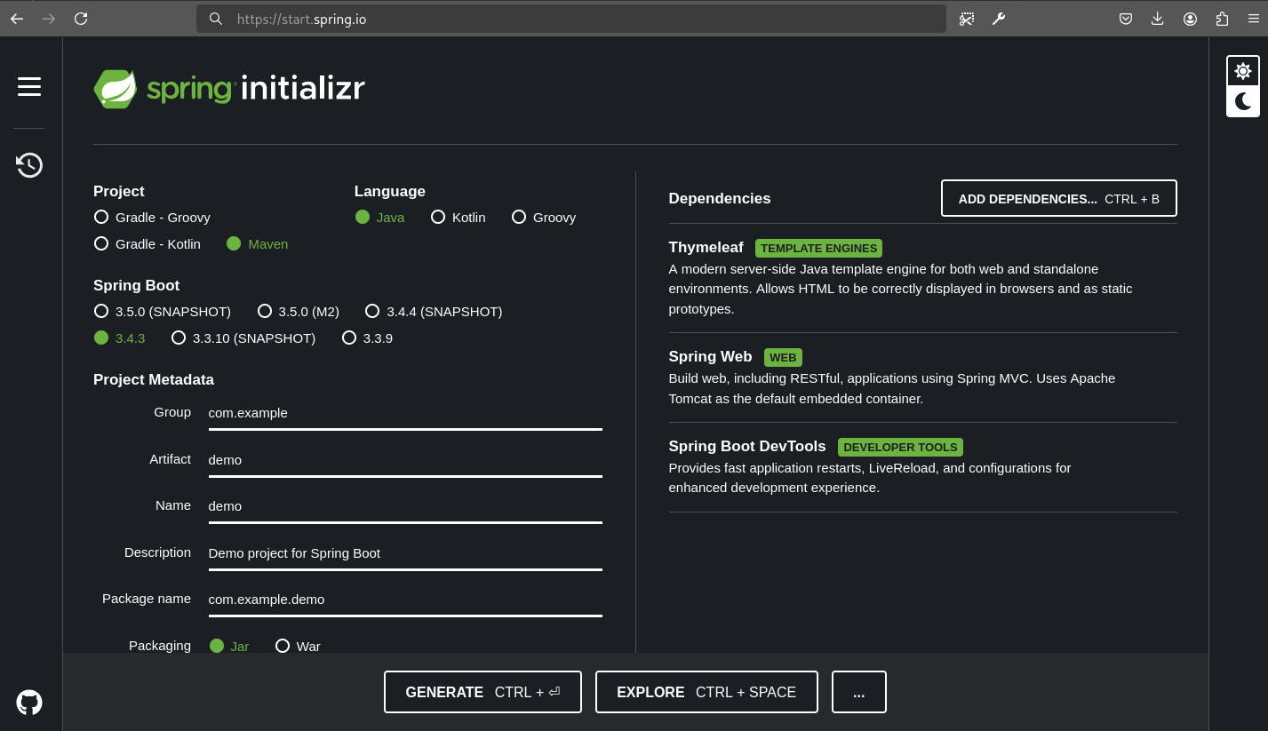 Scratch spring boot project from spring initializer