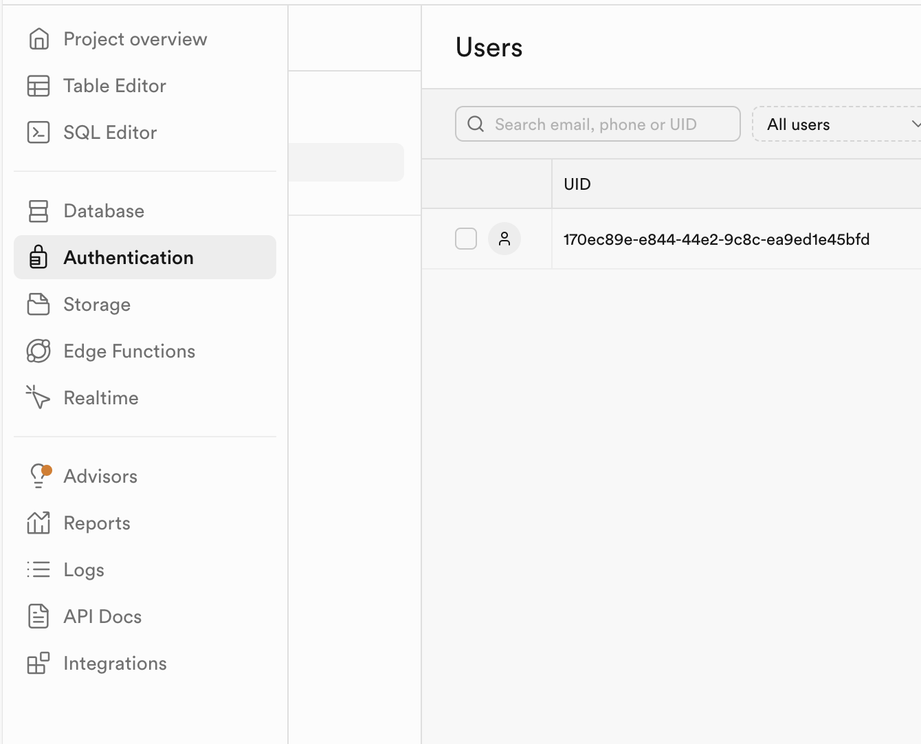 Find Google auth in Supabase