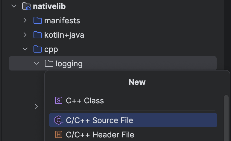 Select  raw `C/C++ Source File` endraw 
