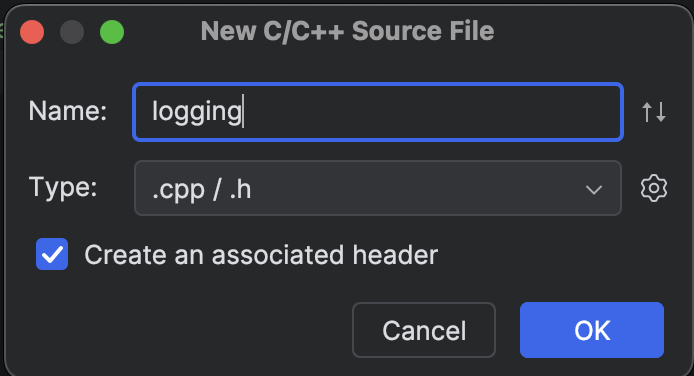 Check the Create an associated header option