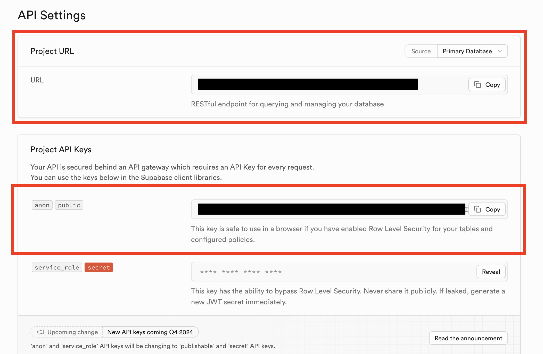 Get the API keys of your project