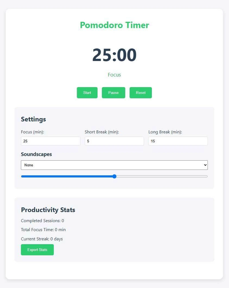 Building a Customizable Pomodoro Timer with Soundscapes and Productivity Stats
