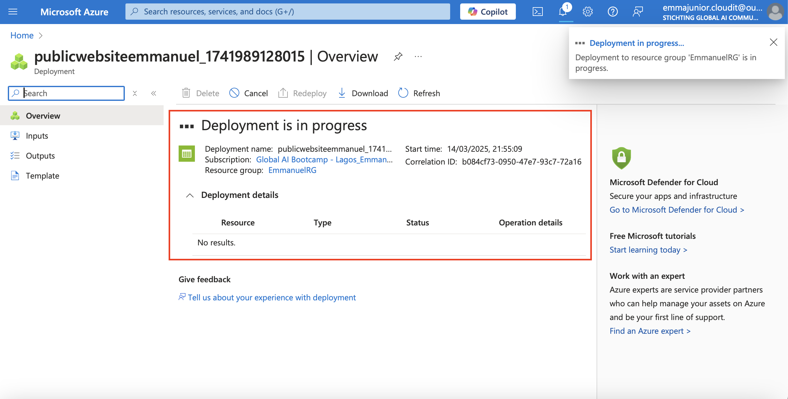Deployment in progress