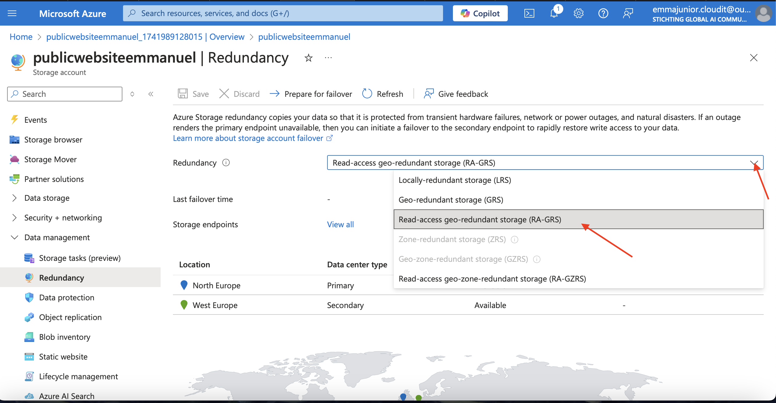 Read-access Geo-redundant storage