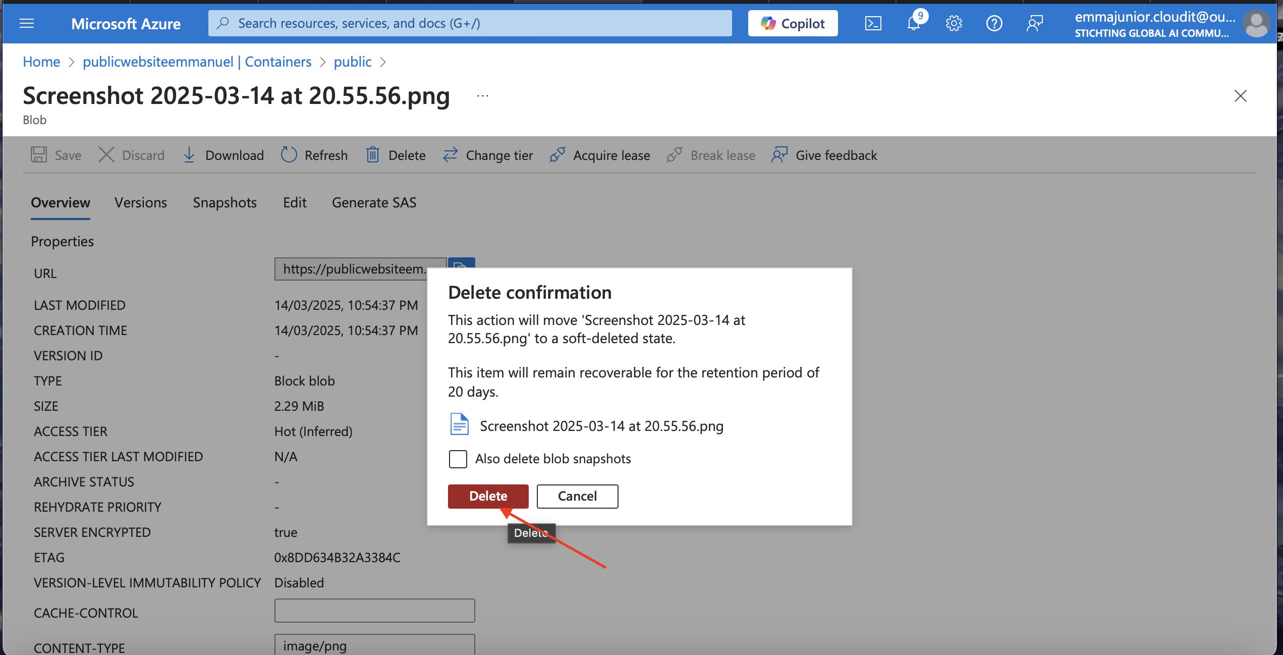 Confirm delete