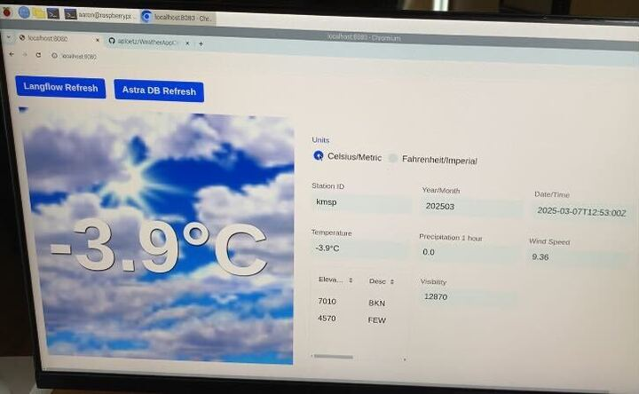 Our finished application running on a Raspberry Pi
