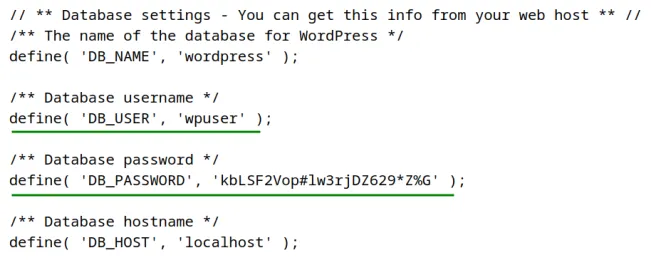 wp-config.php page