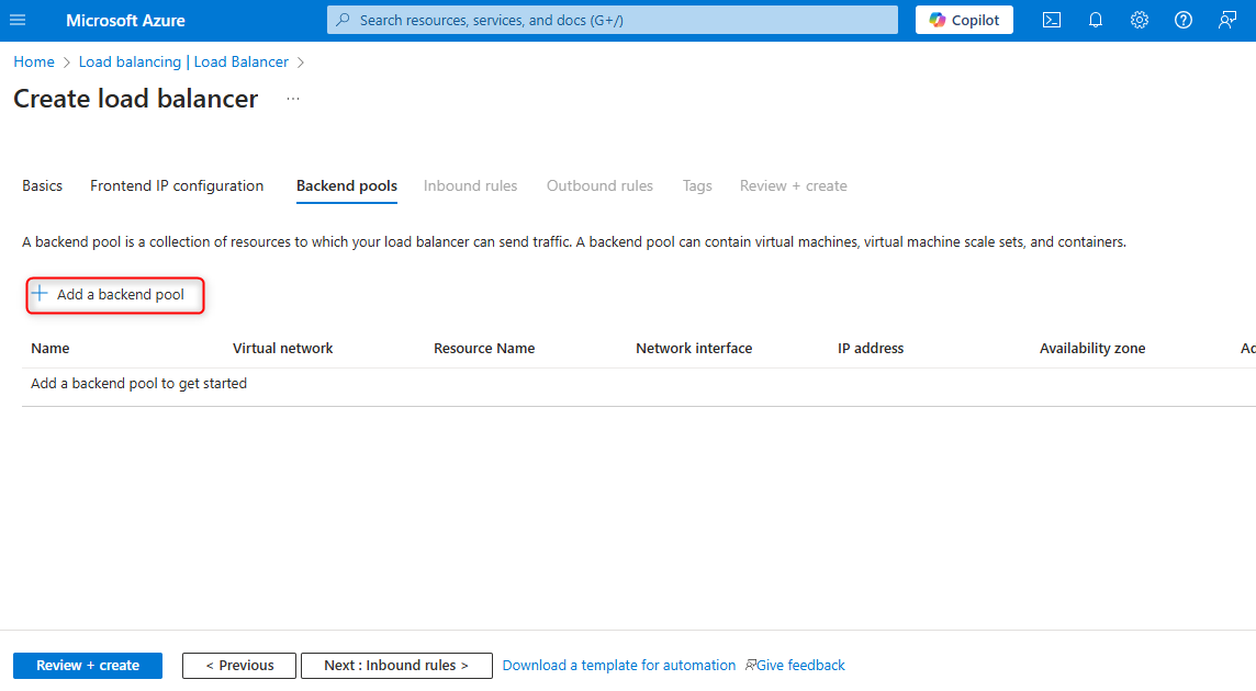+ Add a backend pool