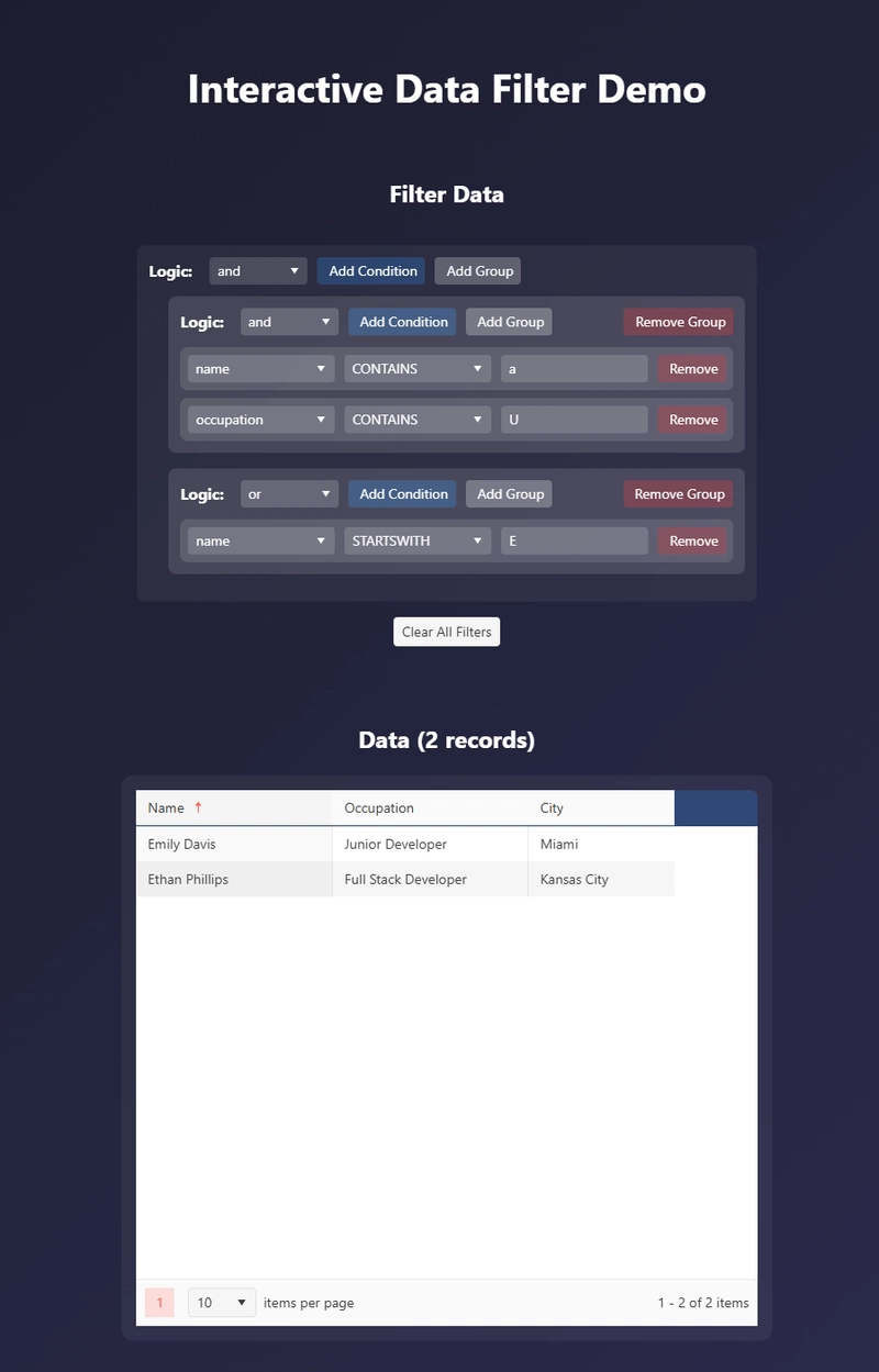 Building a Dynamic Filter Builder for React with KendoReact and Filterweave
