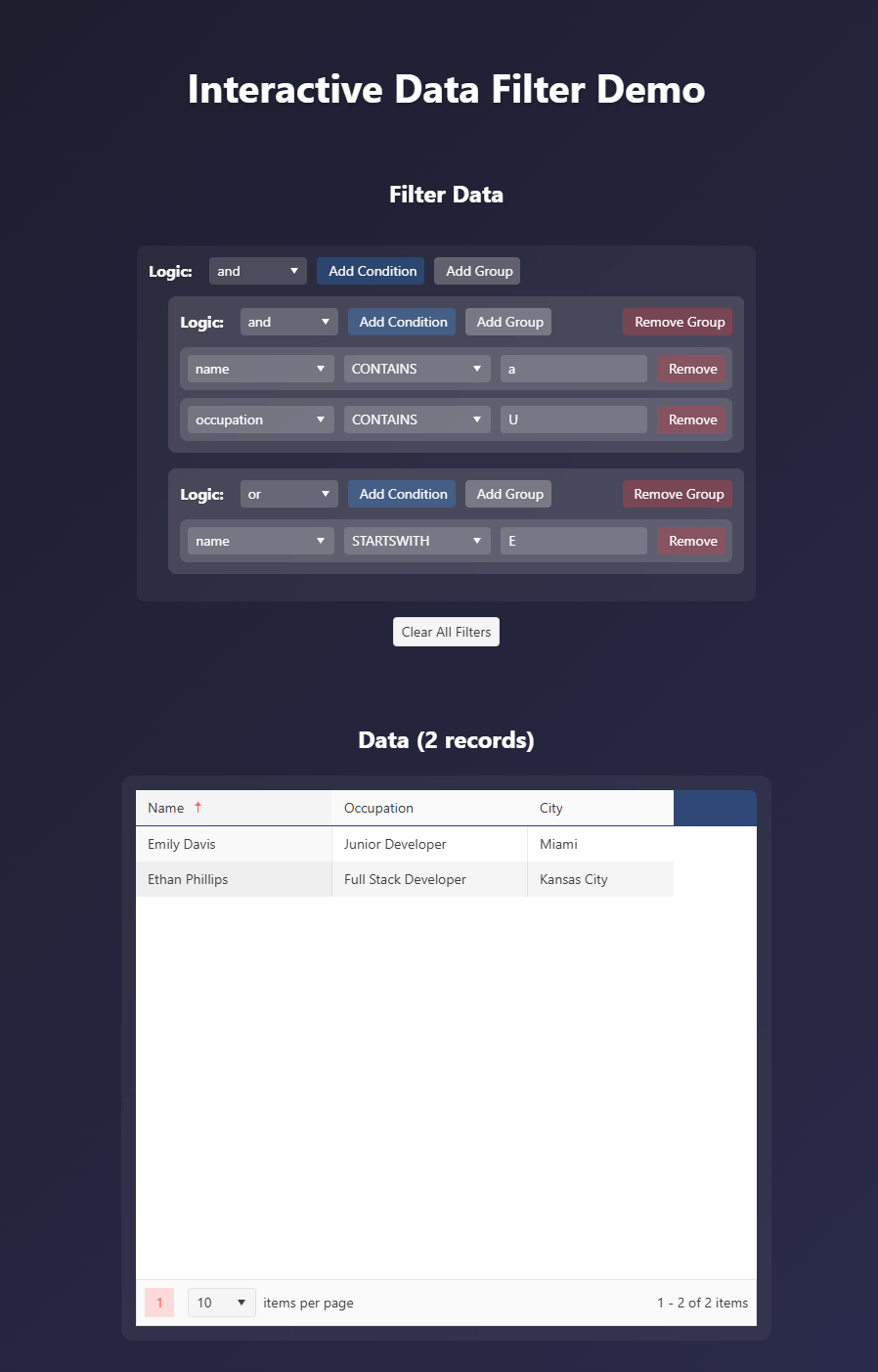 FilterWeave Demo