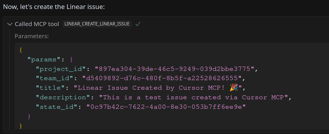 MCP tool call Cursor IDE