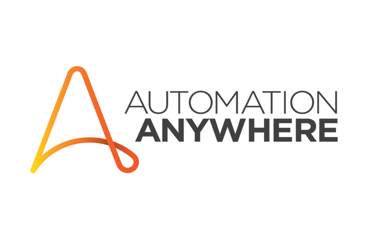 The Automation Anywhere logo, featuring an orange gradient “A” symbol and black text, representing a leading AI workflow automation platform specializing in robotic process automation