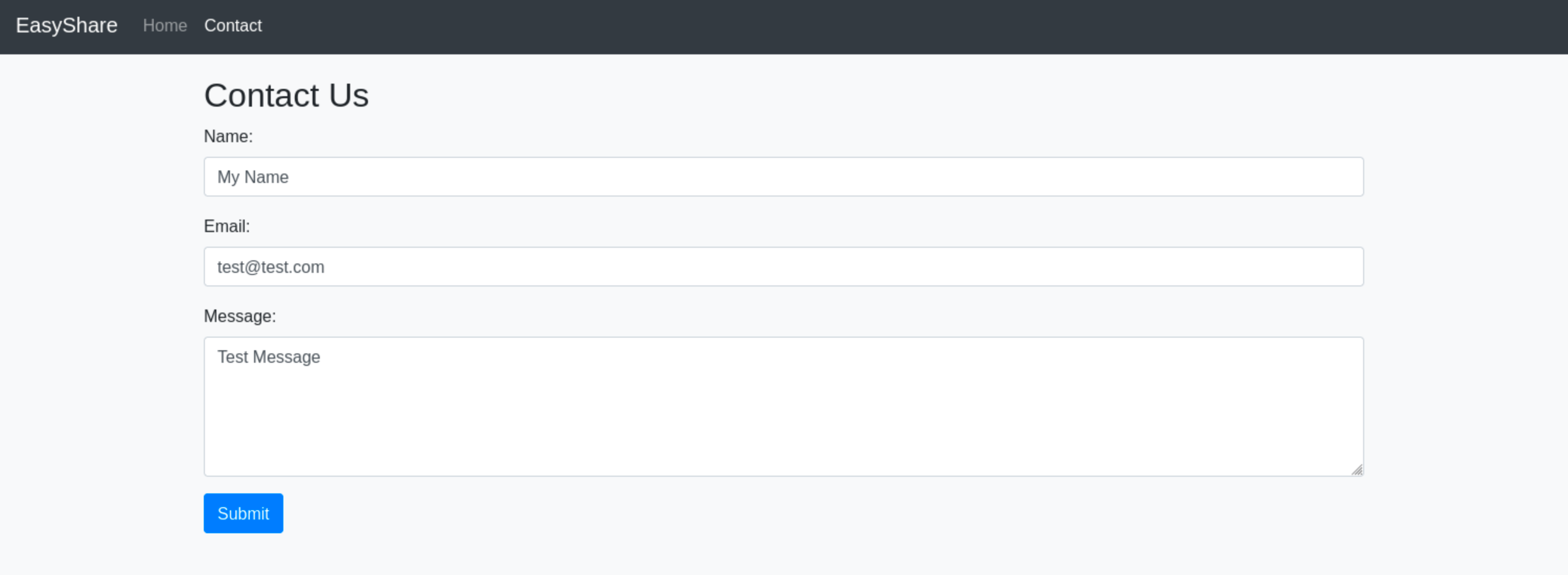Homepage of the application