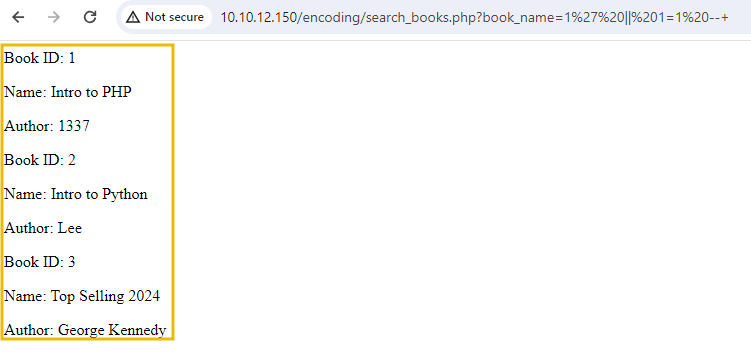injection with correct payload