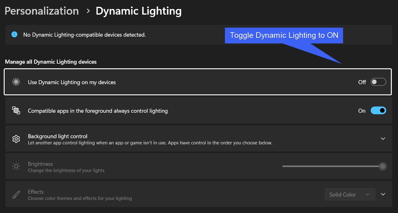 Enable Dynamic Lighting