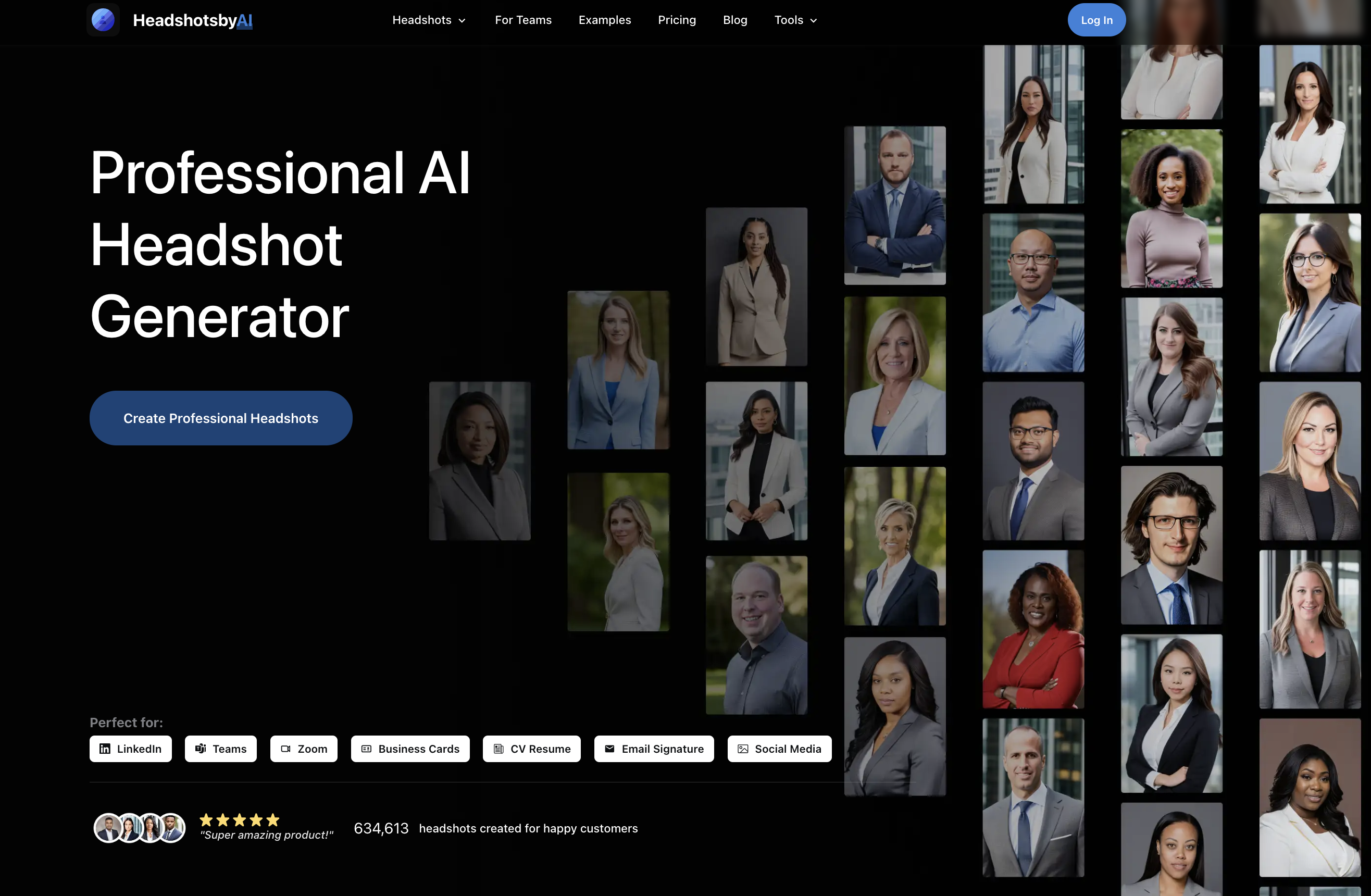 HeadshotsByAI homepage