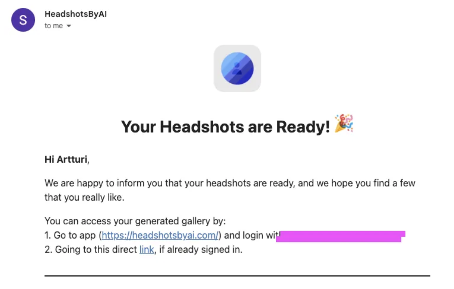 Headshot-ready email