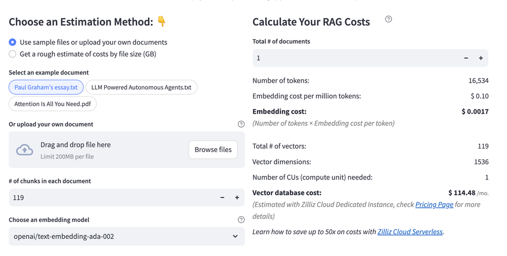 Calculate your RAG cost