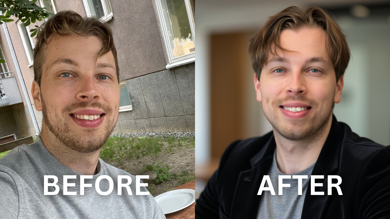 DreamWave before/after AI headshots
