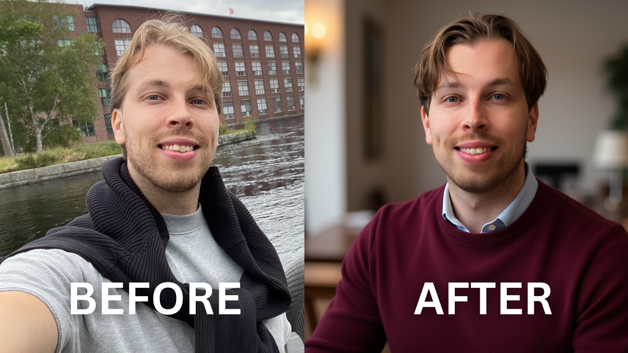 DreamWave before/after AI headshots