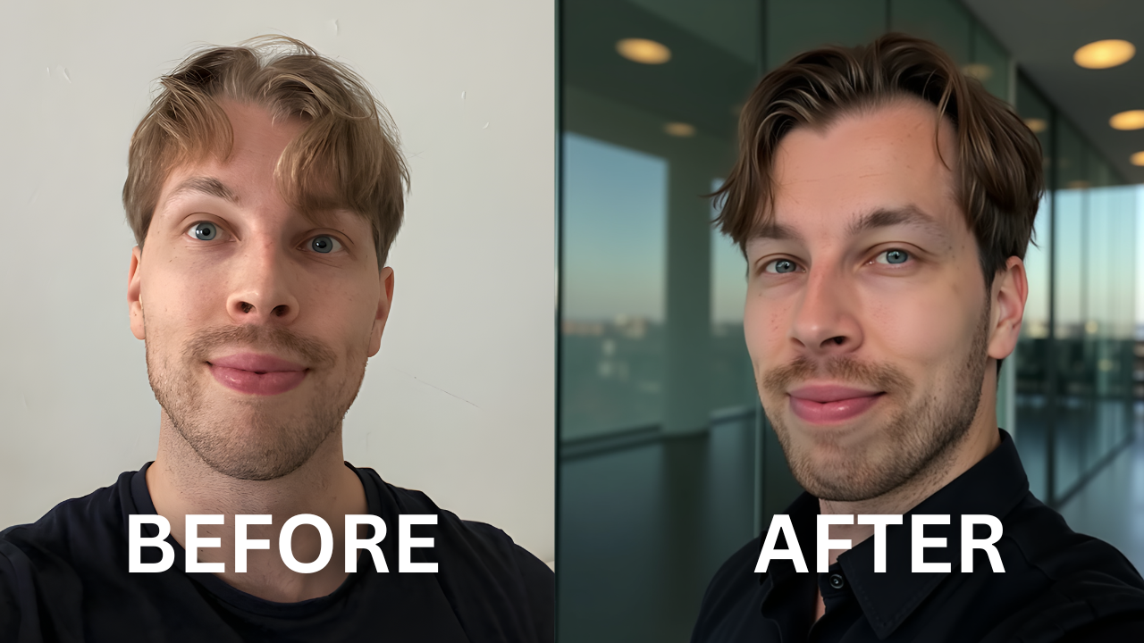 DreamWave before/after AI headshots