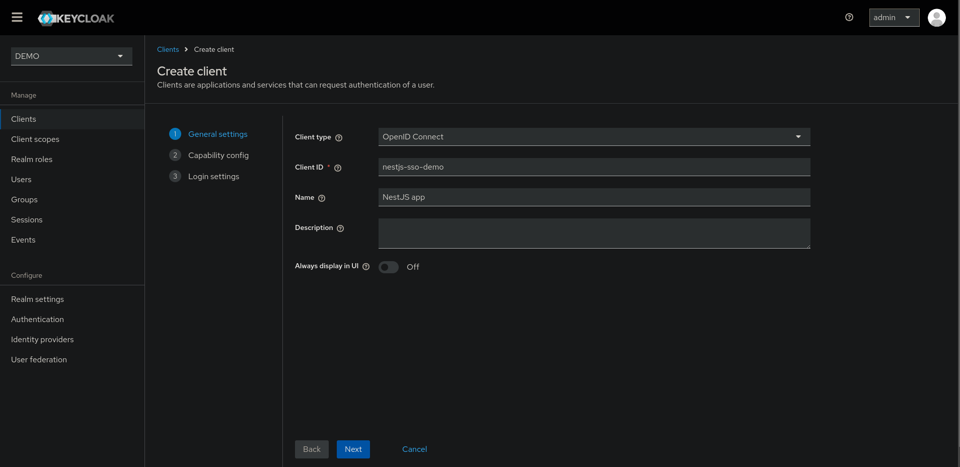 Create Keycloak Client