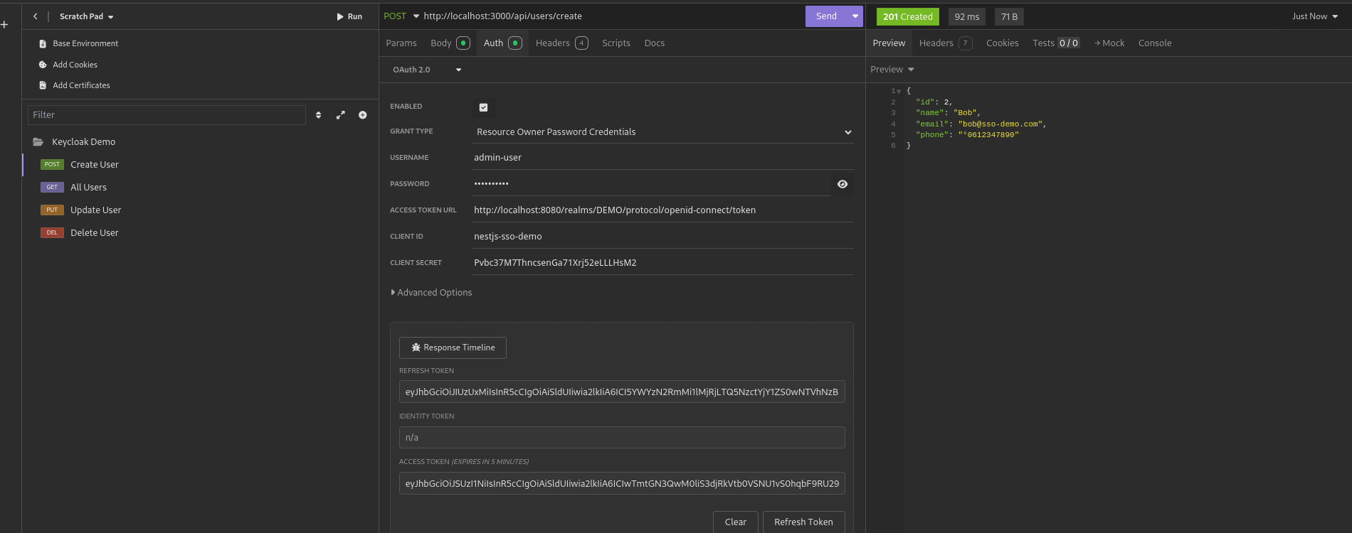API Call Create User
