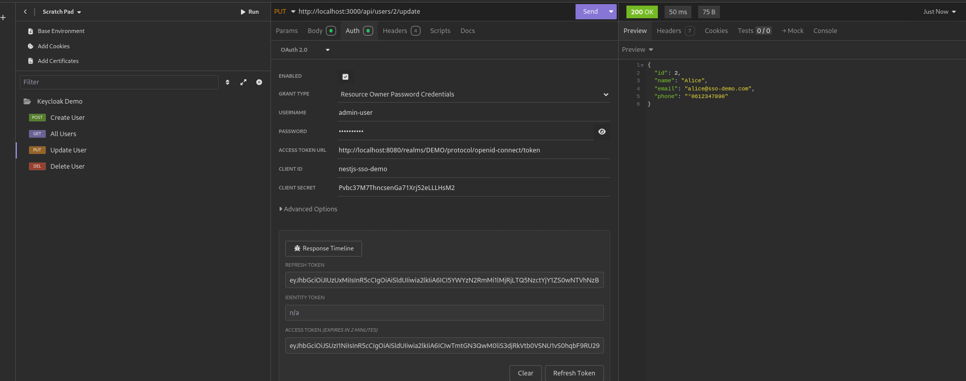 API Call Update User