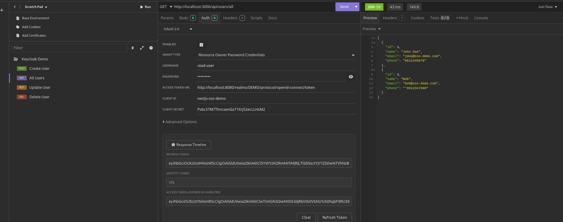 API Call Read Users
