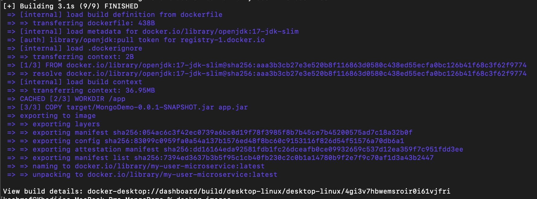 Docker build logs