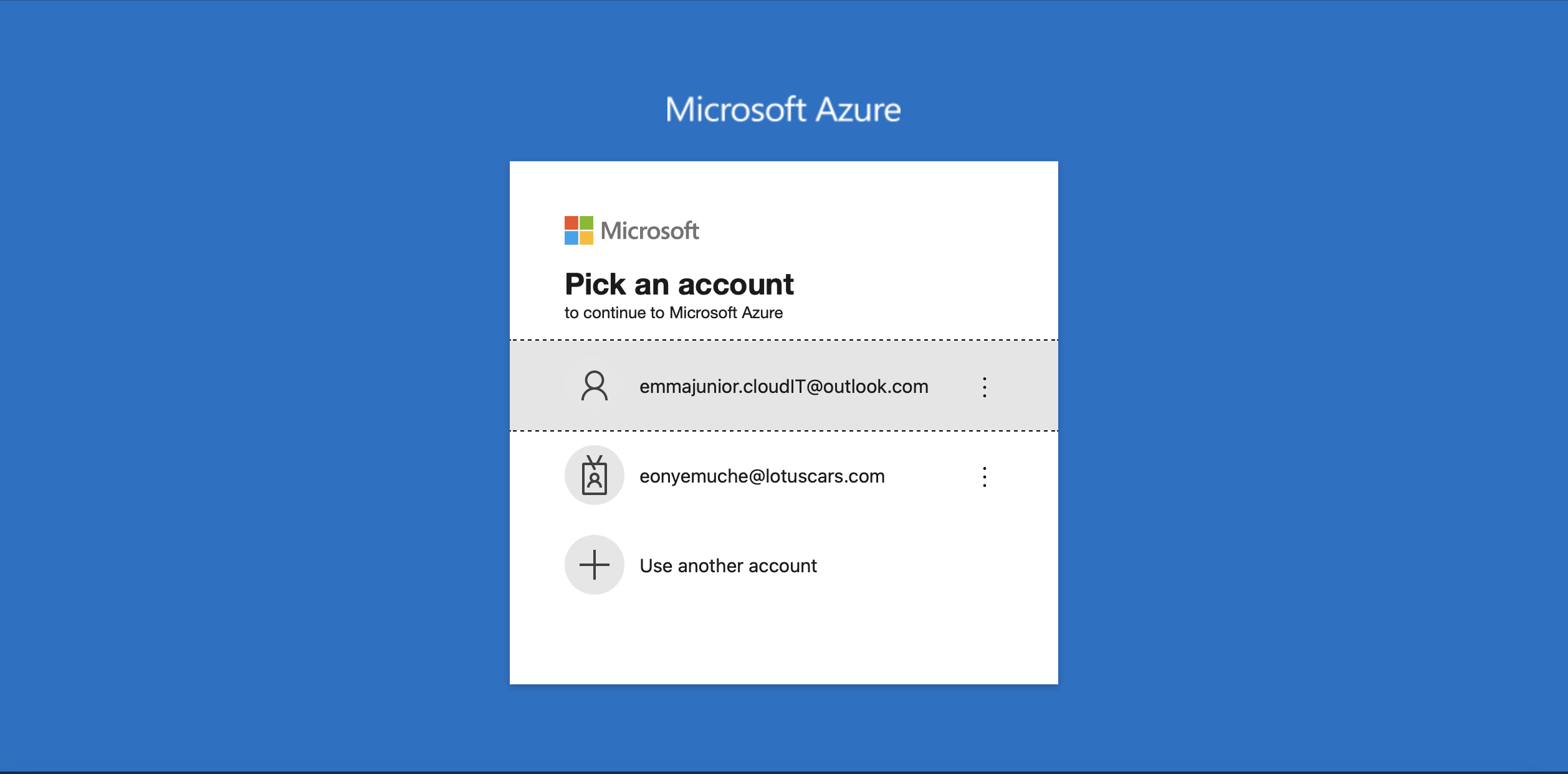 Azure portal login