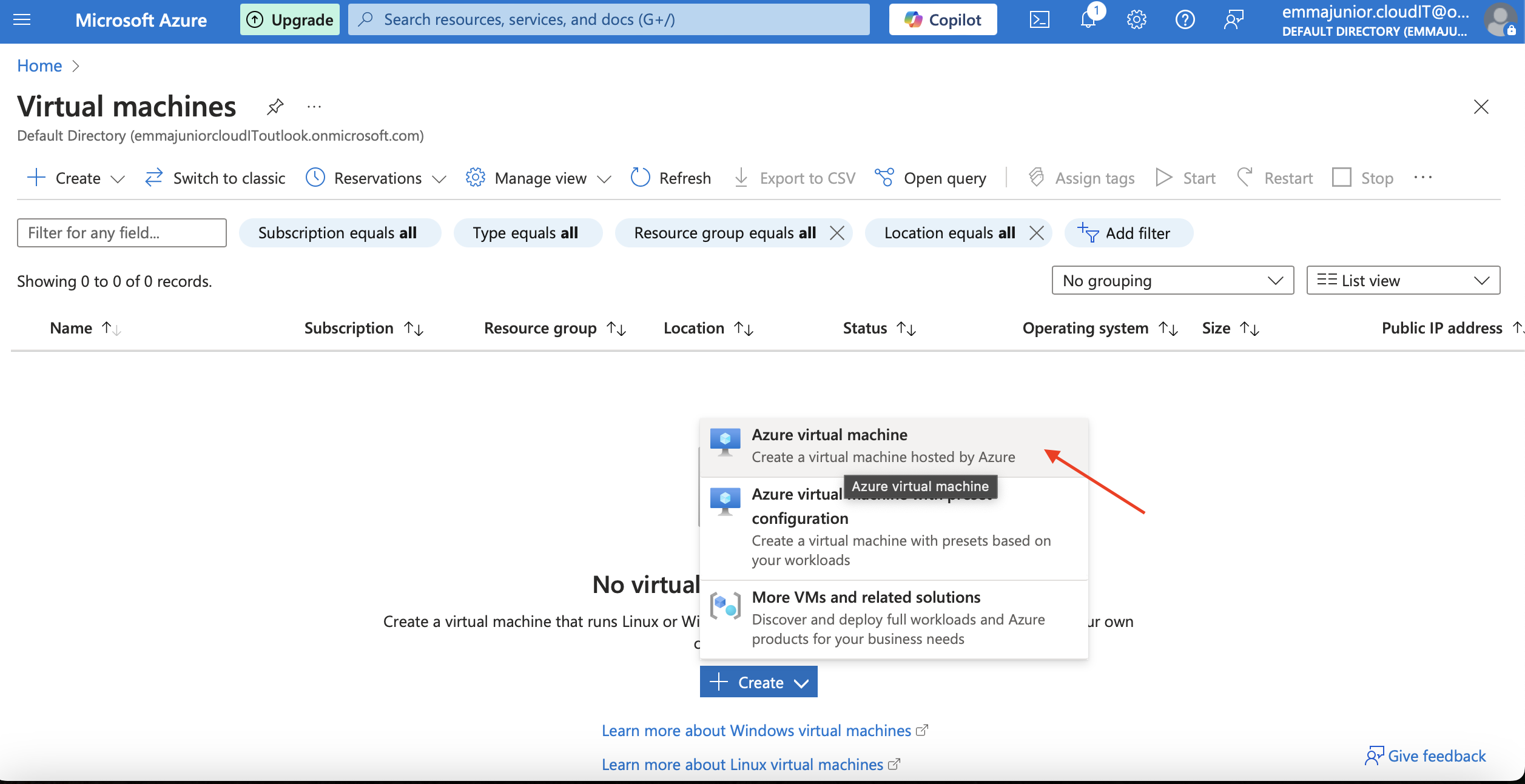 create Azure portal
