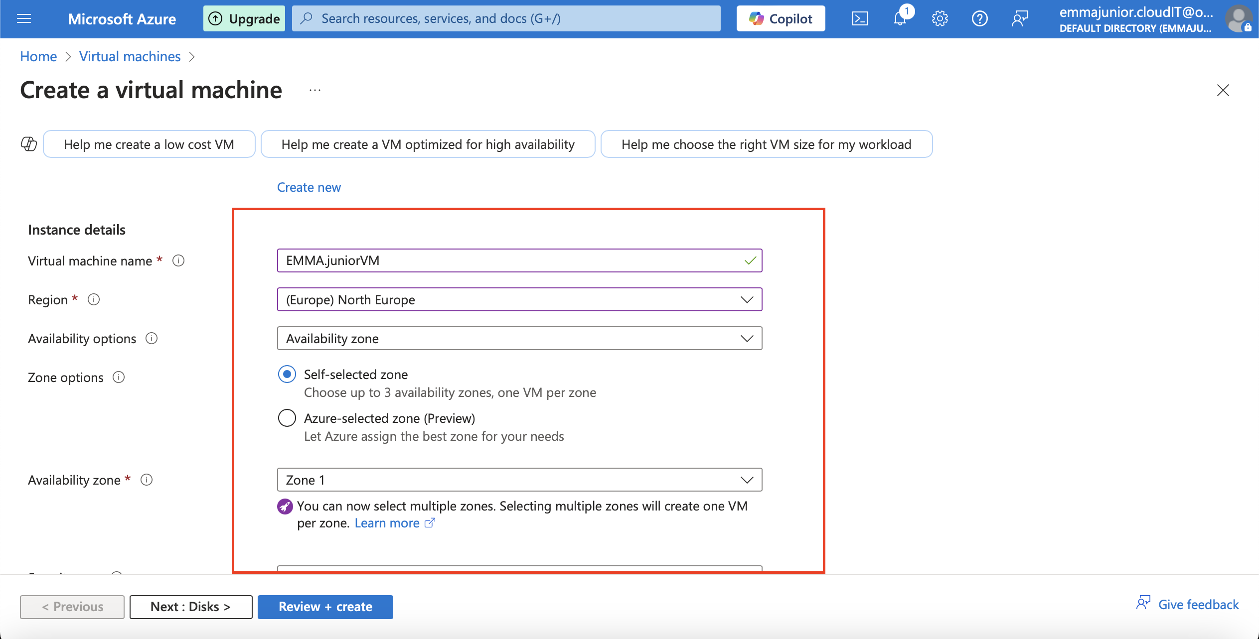 Instance details