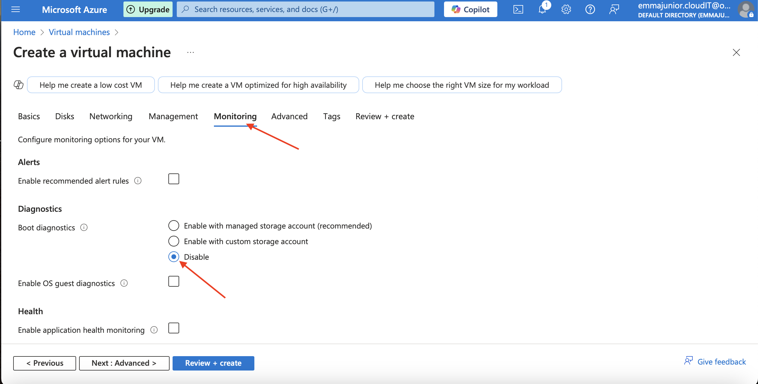 Disabling the diagnostic