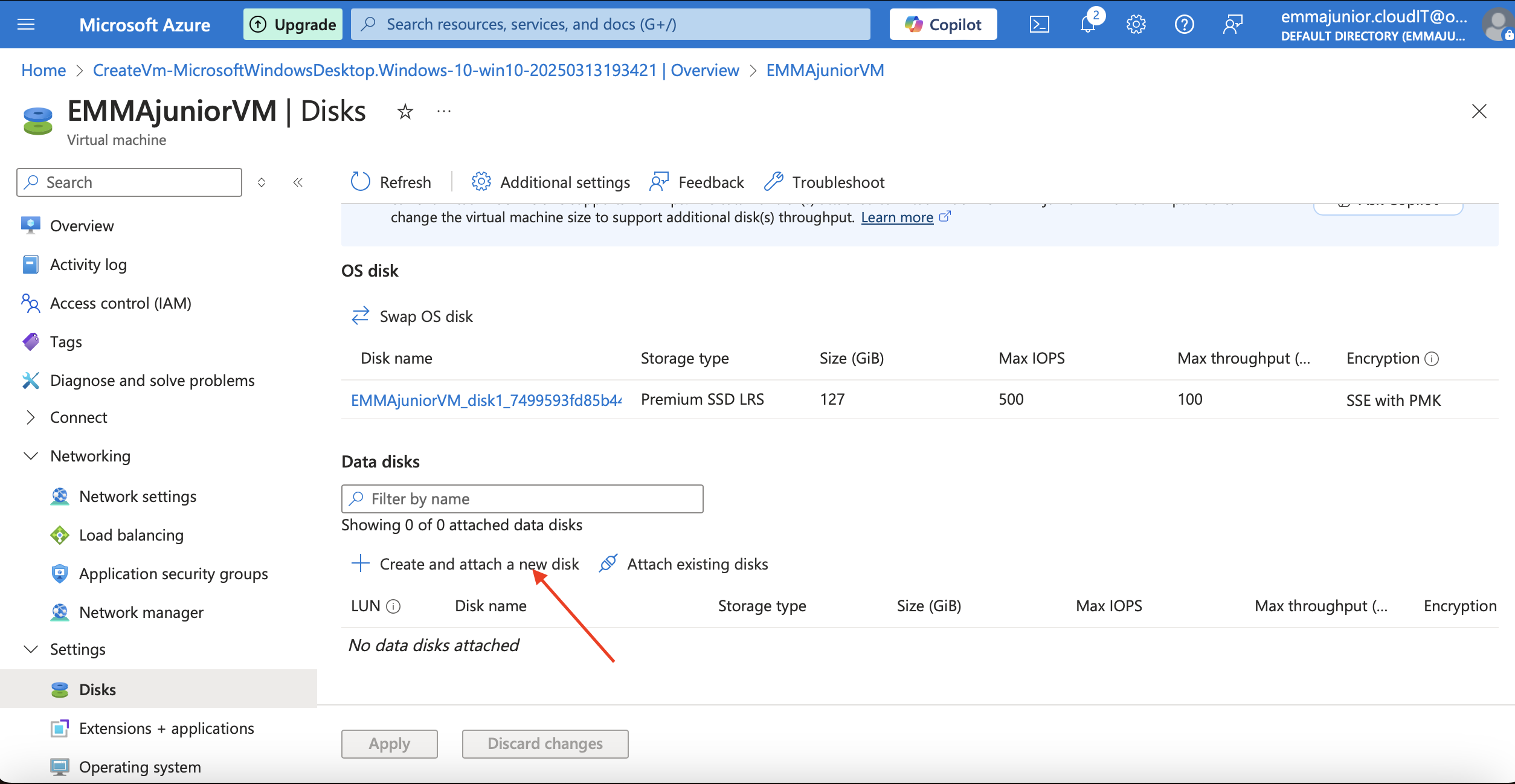 Create data disk