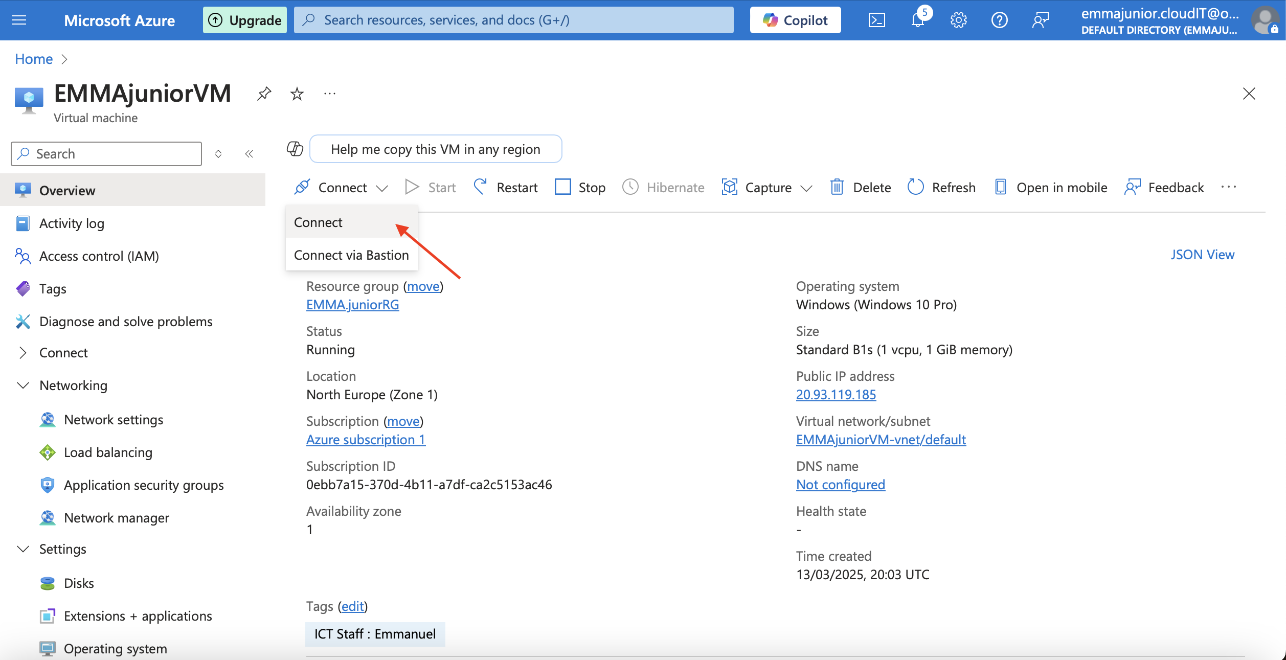 Connecting the virtual machine