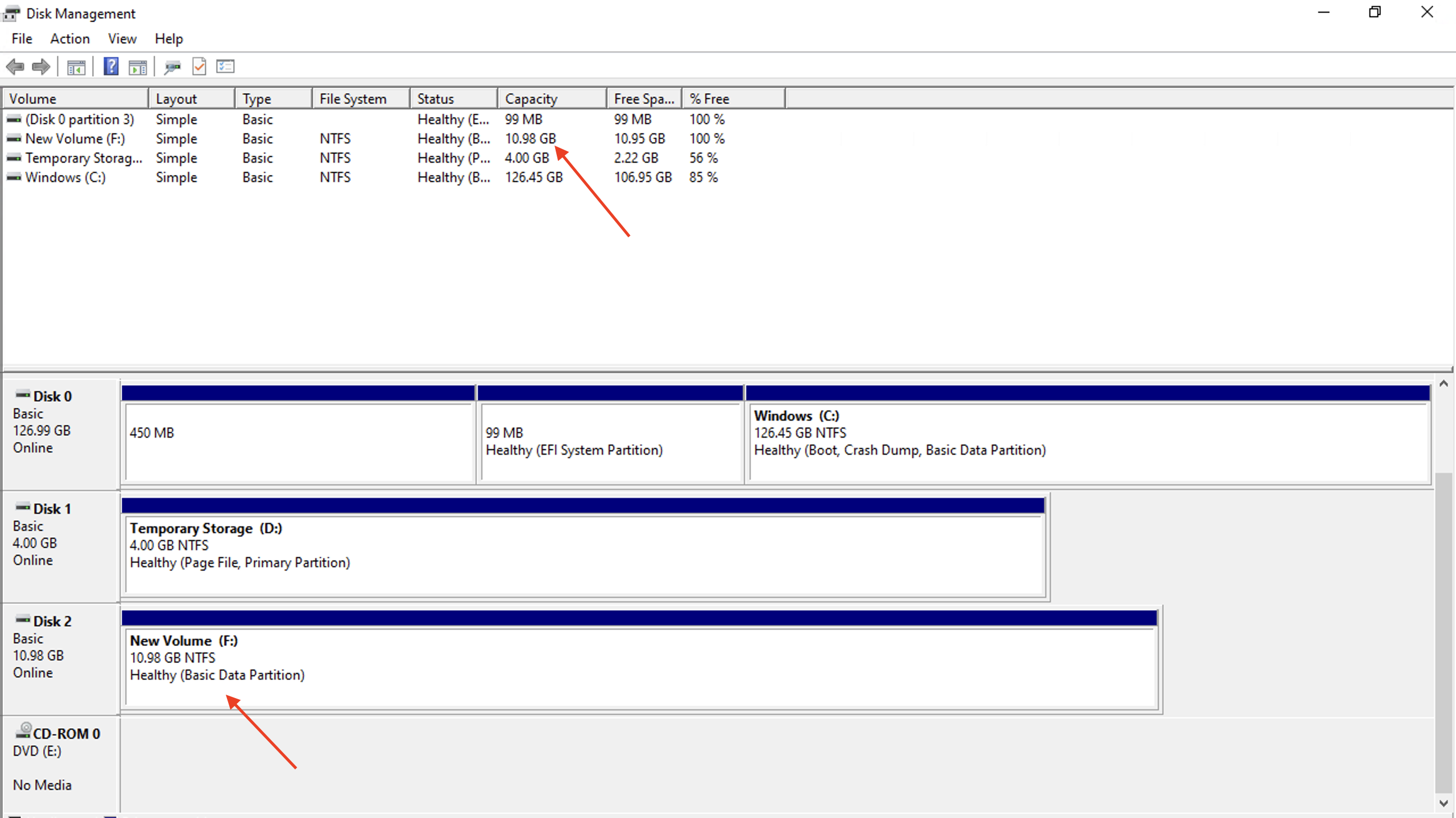 Healthy/Allocated data disk