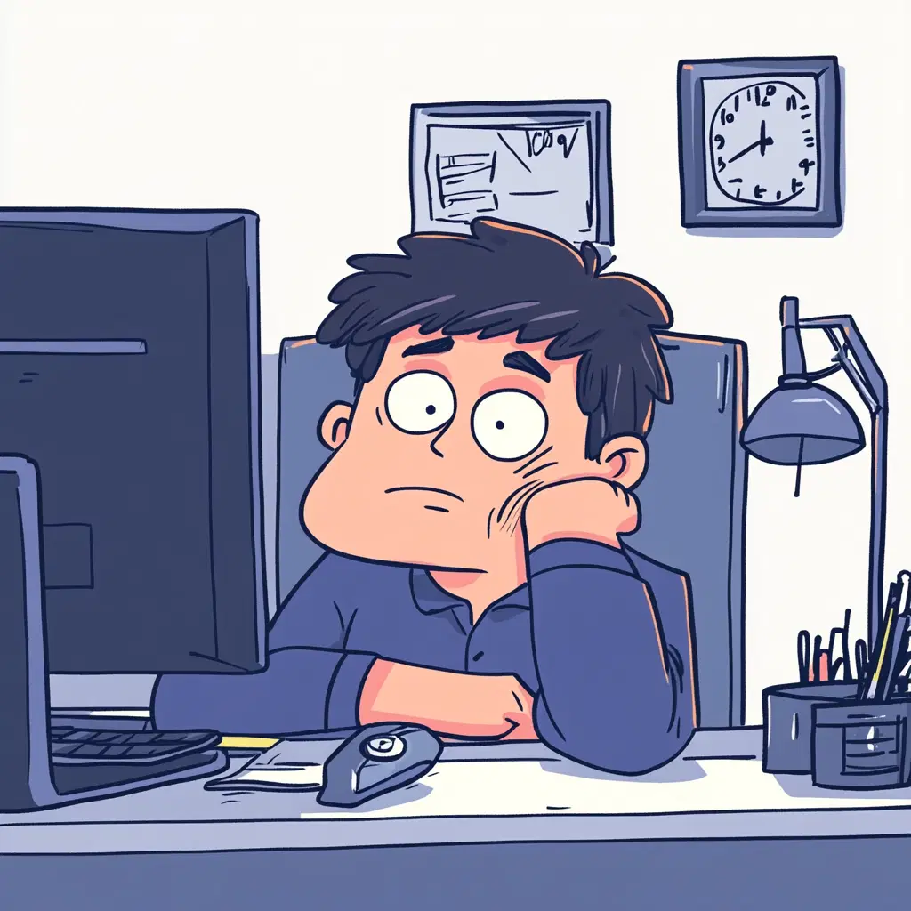 Person staring at their computer screen