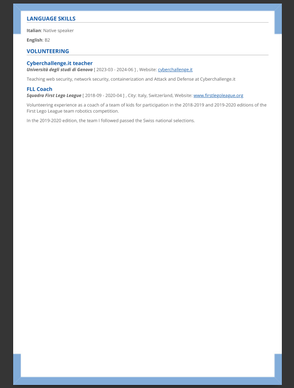 Another example of a rendering using the Europass theme