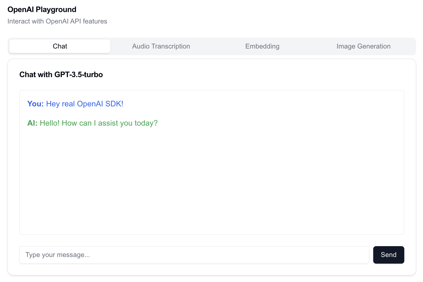 Next.js chat with the official OpenAI Node SDK
