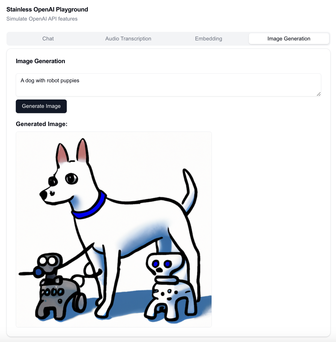 Next.js image generation with the Stainless-generated OpenAI SDK