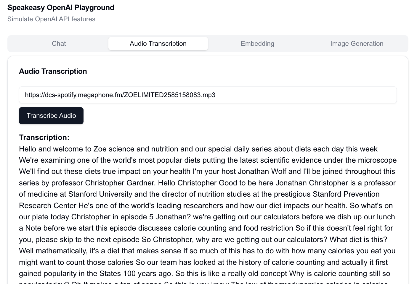 Next.js audio transcriptions with the Speakeasy-generated OpenAI SDK