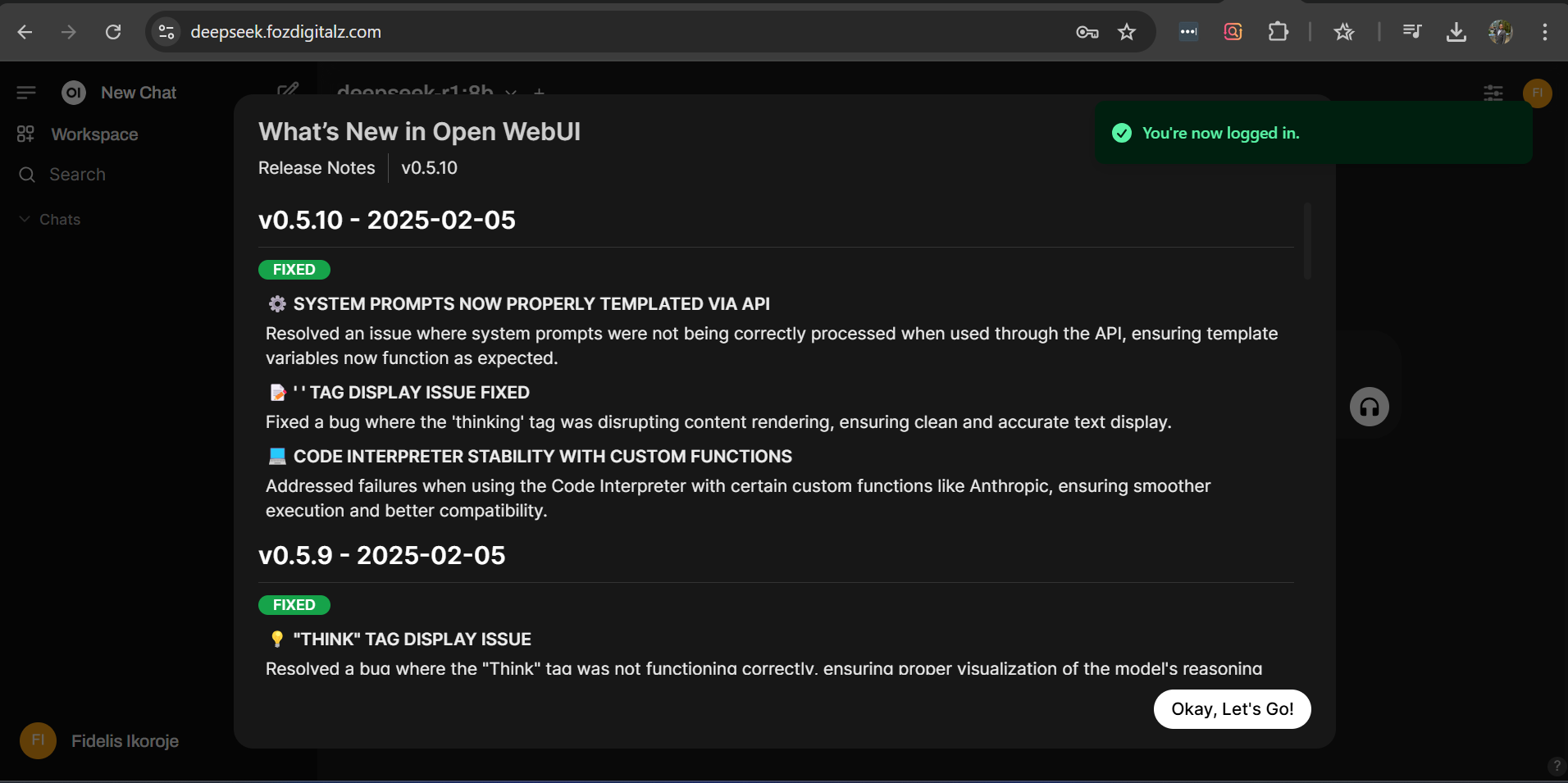 OpenWebUI Welcome Page
