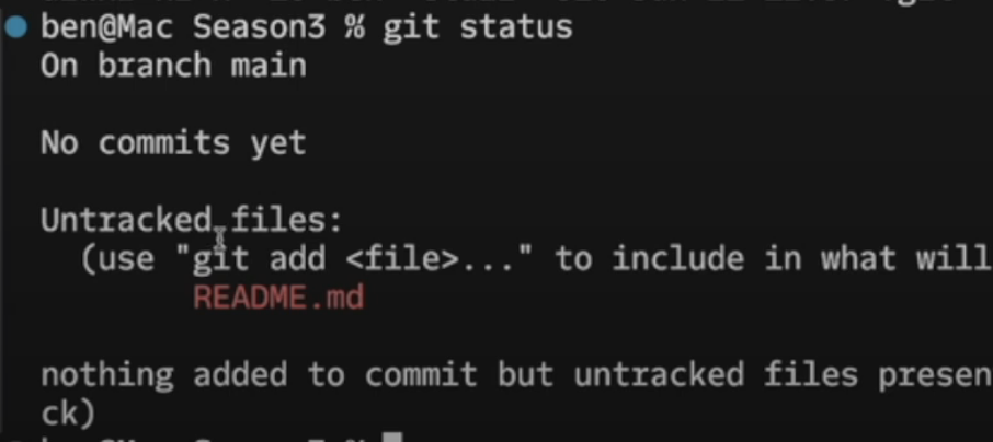 Git Status example with an untracked file