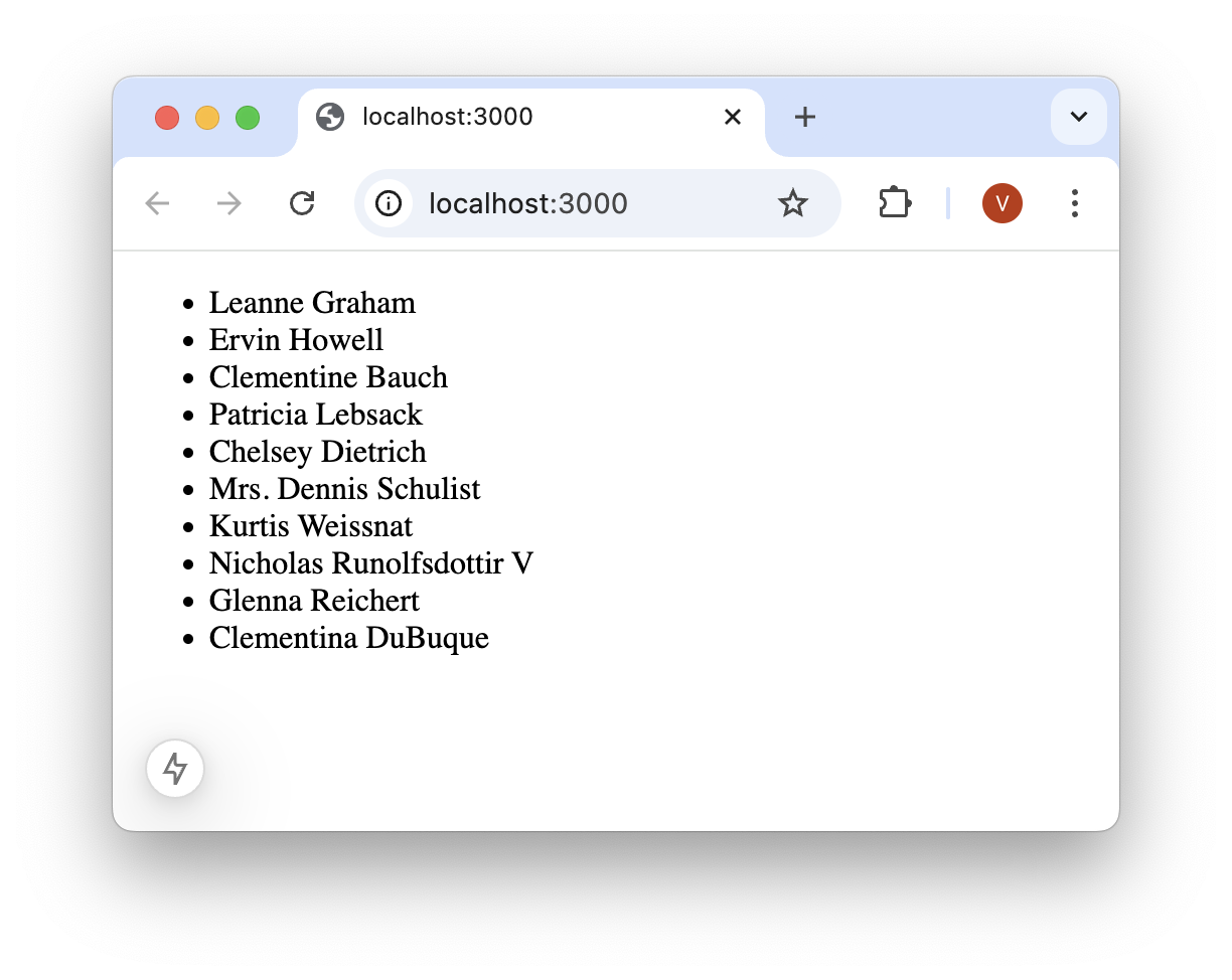 Rendered User list