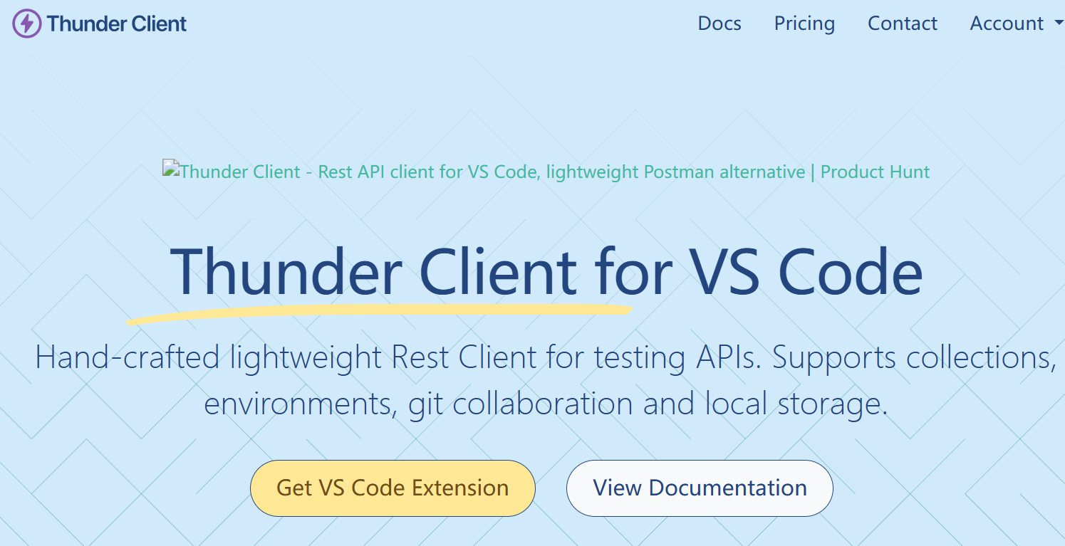 Thunder Client homepage