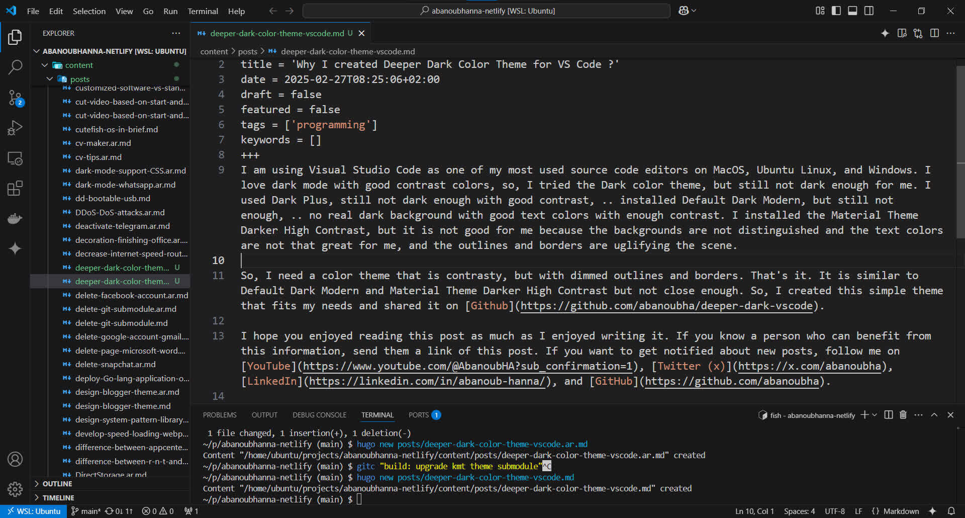 Default Dark Modern color theme